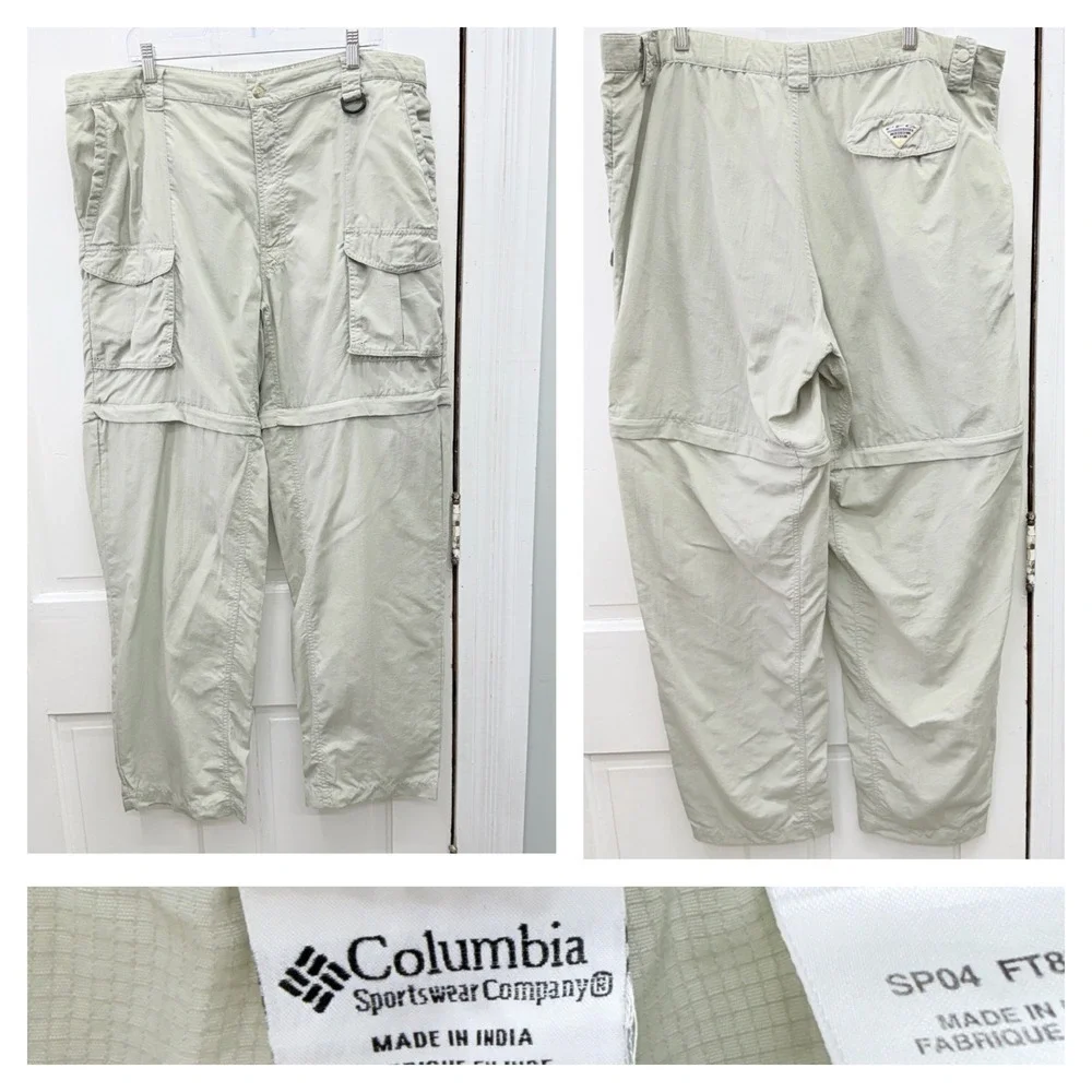 Columbia PFG Mens XLT XL Tall Fishing Convertible Nylon Cargo Pants FT8280